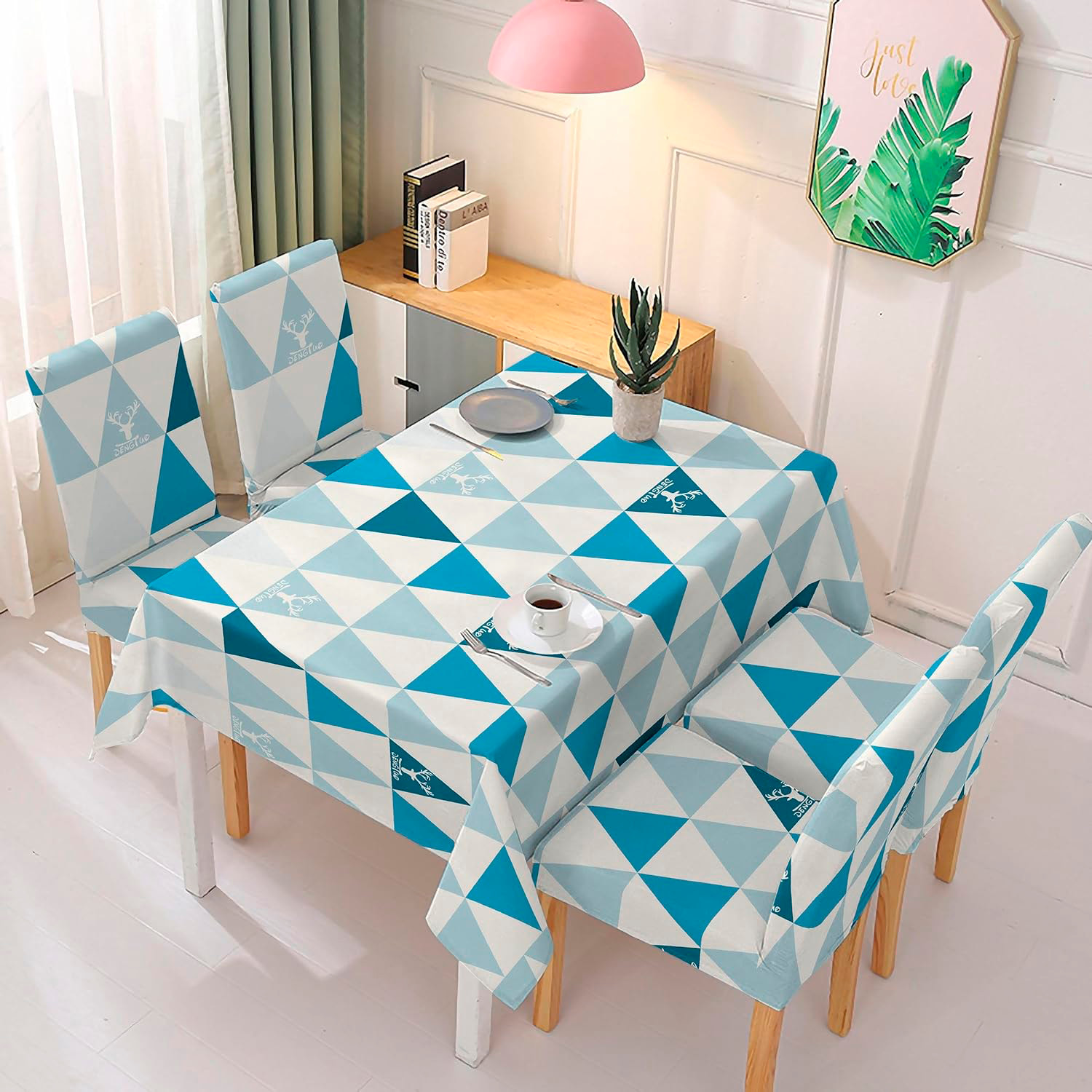 DAM Mantel impermeable de 140x180cm y 4 fundas de silla. 180x140x1 Cm. Color: Azul