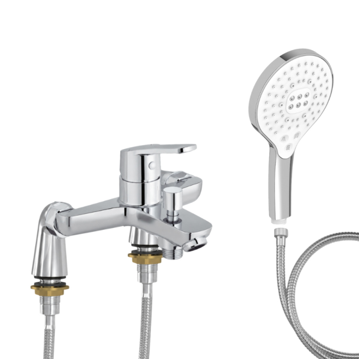 Mitigeur baignoire Aimé + pommeau de douche Metro signature + flexible de douche métal + colonnettes Idro'Flex