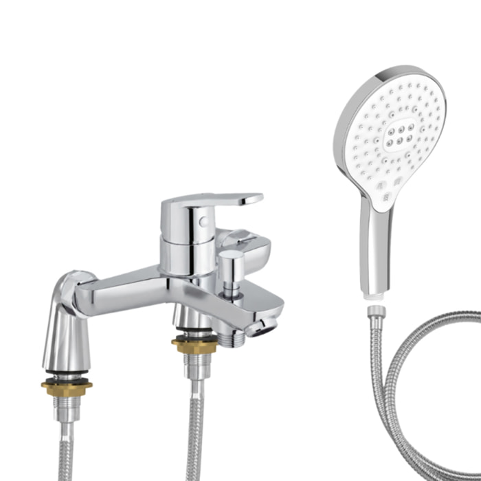 Mitigeur baignoire Aimé + pommeau de douche Metro signature + flexible de douche métal + colonnettes Idro'Flex
