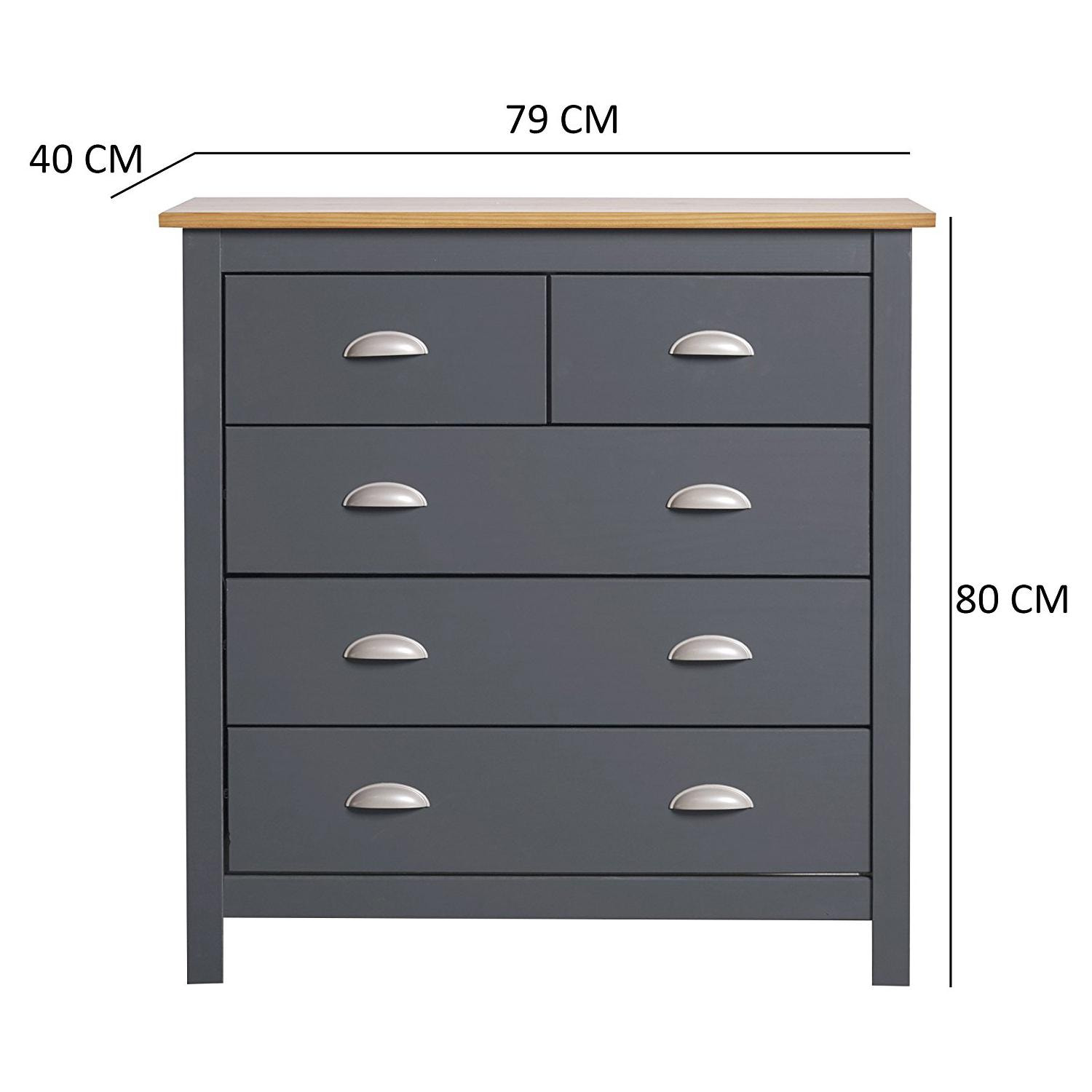 Cómoda 5C Jade Gris antracita/roble