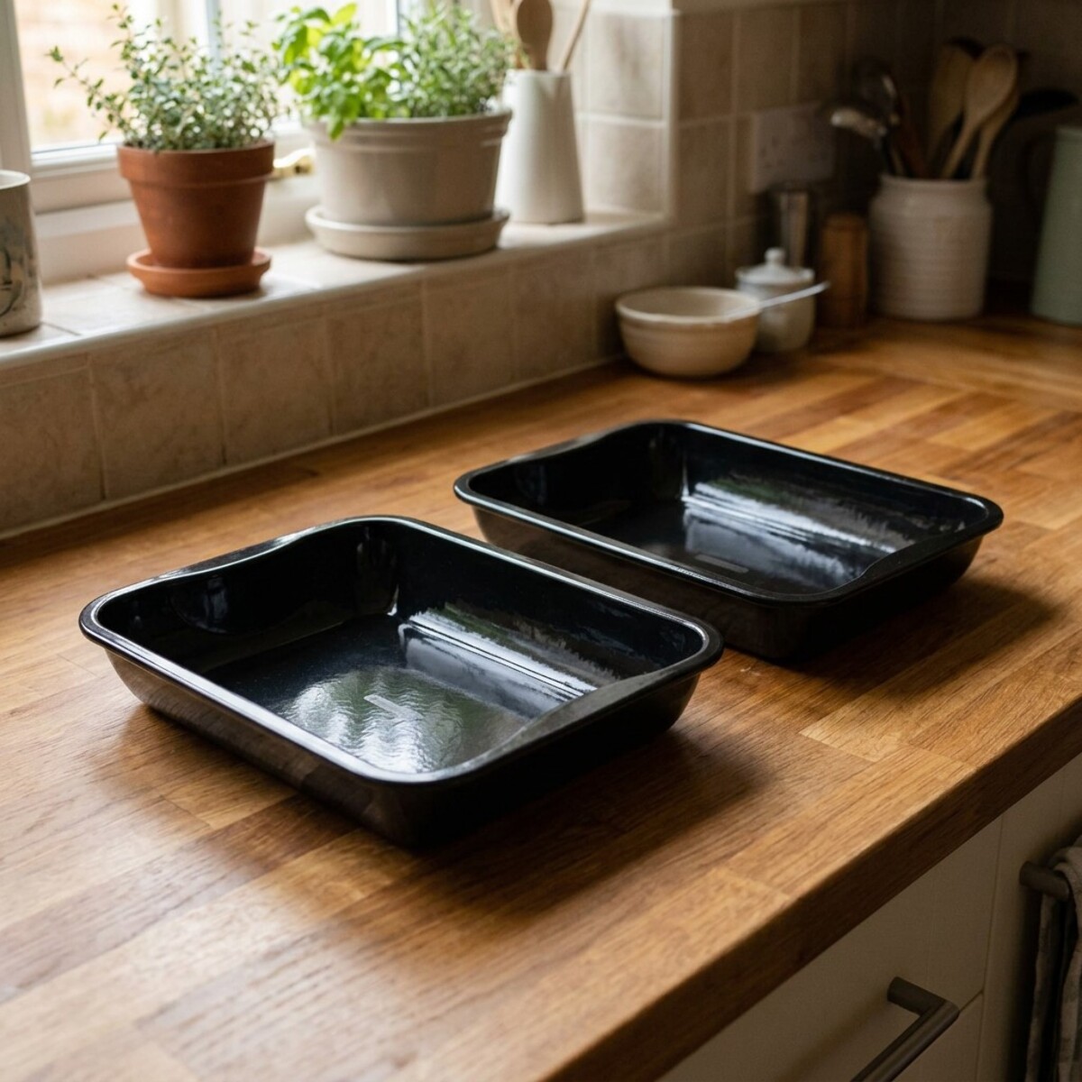 Lot de 2 plats à four en acier émaillé 40 x 34 cm FM Professional Barbecue
