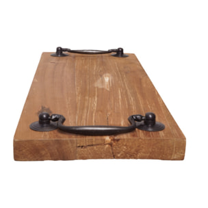 Plateau à apéro en bois de teck recyclé et métal, 38 cm - MORELIA