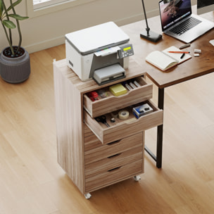 Caisson bureau - rangement bureau 7 tiroirs - dim. 47,5L x 39,5l x 90H cm - effet bois clair