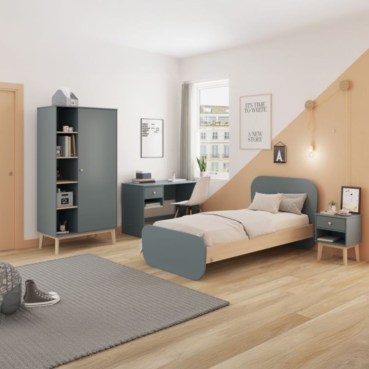 Cama juvenil Misty Breeze Verde Salvia - Oak Soft