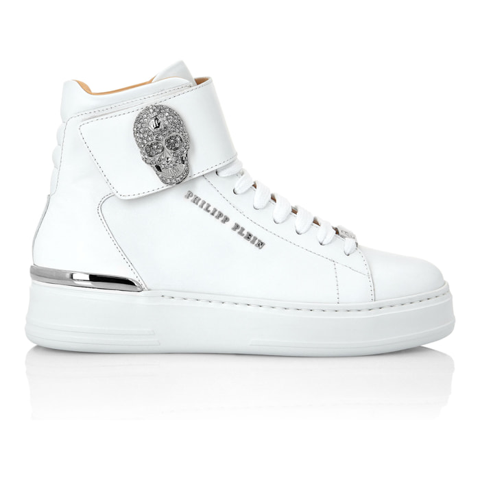 PHILIPP PLEIN Hi-Top Sneakers Crystal Skull with Crystals