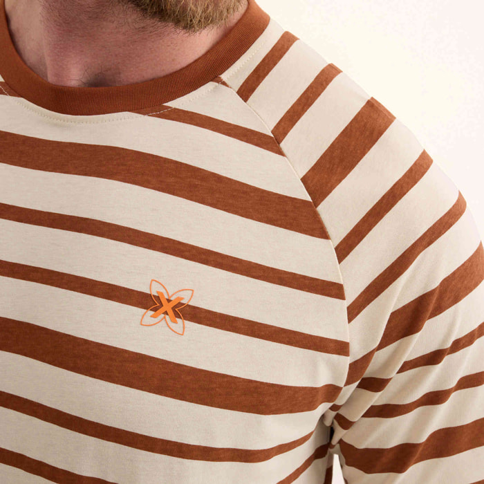 Camiseta de Algodón Orgánico con Logotipo Tipográfico Curvado LIFESTYLE T-SHIRT SOHEL CARAMEL