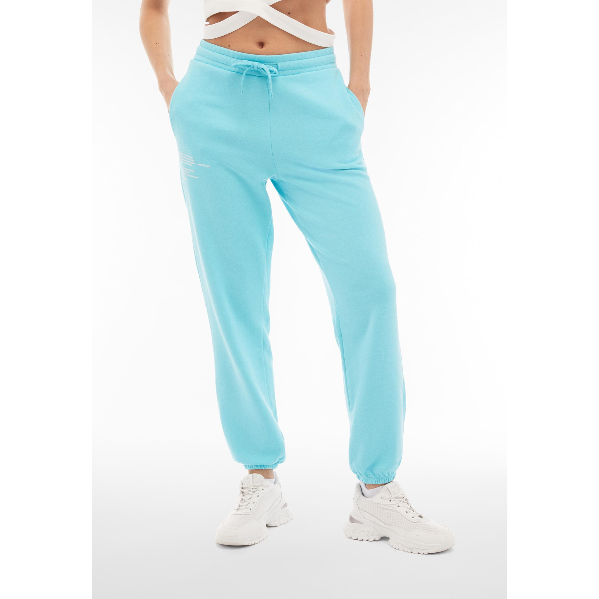 Pantaloni donna in french terry con stampa sul fianco