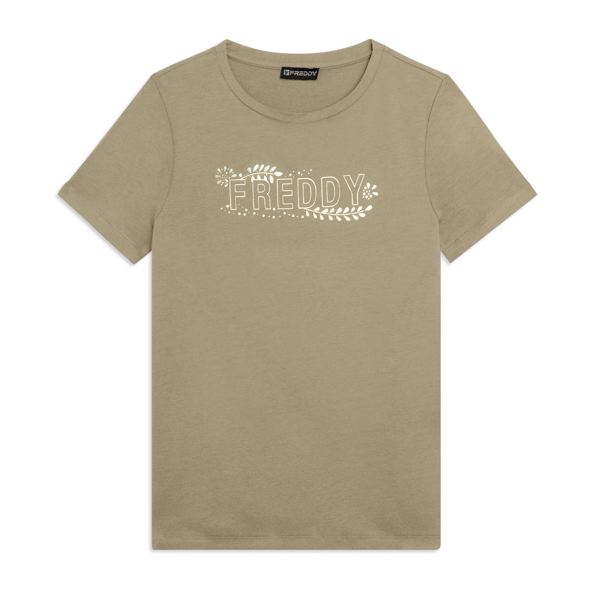 T-shirt Manica Corta con Decori Floreali e Borchie