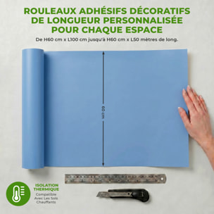 Rouleau adhésif décoratif Vinyle au Mètre - Bleu glace - Sticker Lavable Imperméable Mur Cuisine Meubles