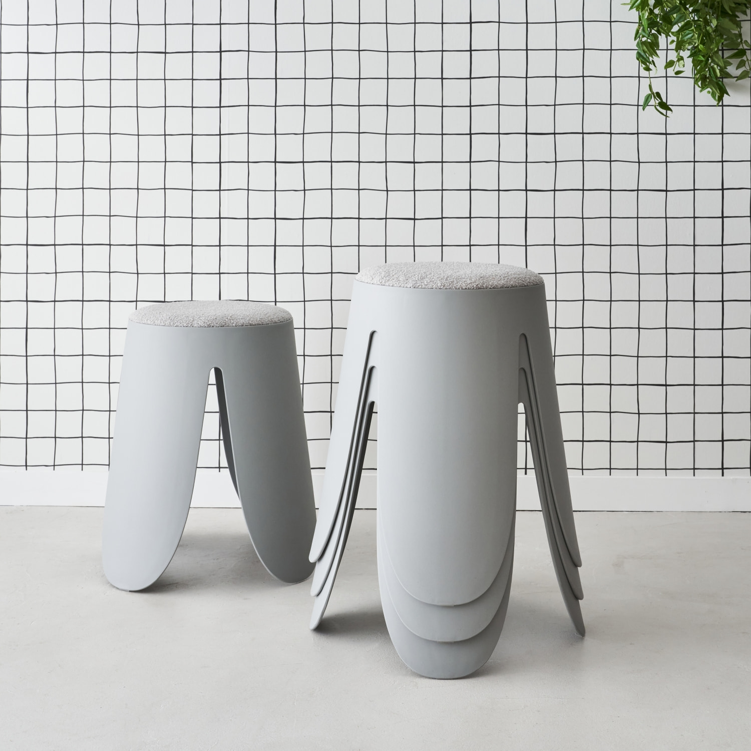 Tabouret empilable bouclette texturée (lot de 4) NIKI