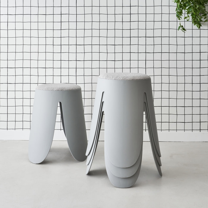 Tabouret empilable bouclette texturée (lot de 4) NIKI
