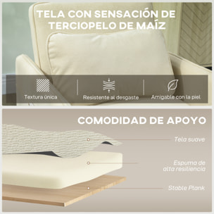 Sofá Cama de 1 Plaza 3 en 1, Sofá Cama Plegable Tapizado en Terciopelo Ecológico con Respaldo Ajustable 3 Niveles, 6 Bolsillos Laterales y Almohada, para Dormitorio, Salón, 74x85,5x82 cm, Beige