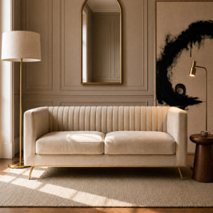 Canapé 2 places en velours beige - Gatsby