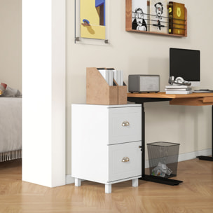 Cajonera de Oficina Mueble Archivador con 2 Cajones Cajonera para Escritorio con Cerraduras Carpetas Suspendidas para A4 y Carta 40x41,5x67,5 cm Blanco