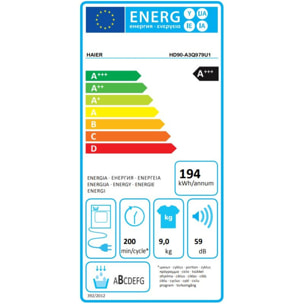 Sèche linge pompe à chaleur HAIER HD90-A3Q979U1-FR Super Silent