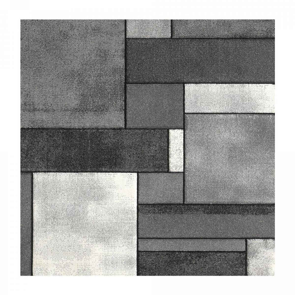 Tapis Tuho aux couleurs grises et aux motifs géométriques