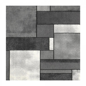 Tapis Tuho aux couleurs grises et aux motifs géométriques