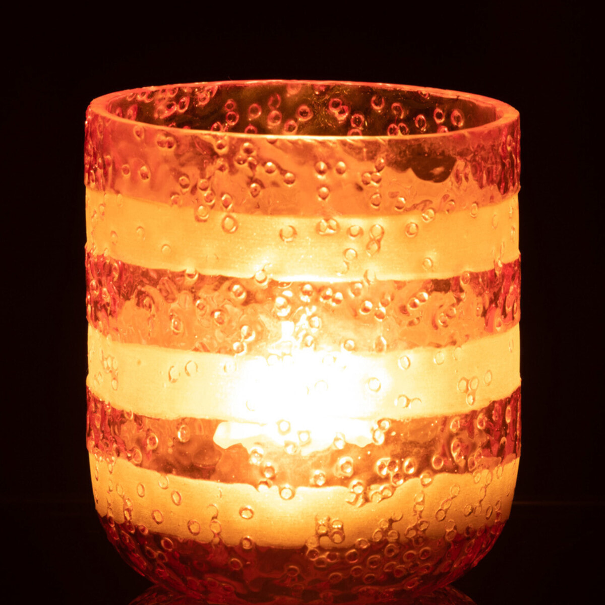 J-Line photophore Lignes - verre - rouge/blanc - small - 2 pièces