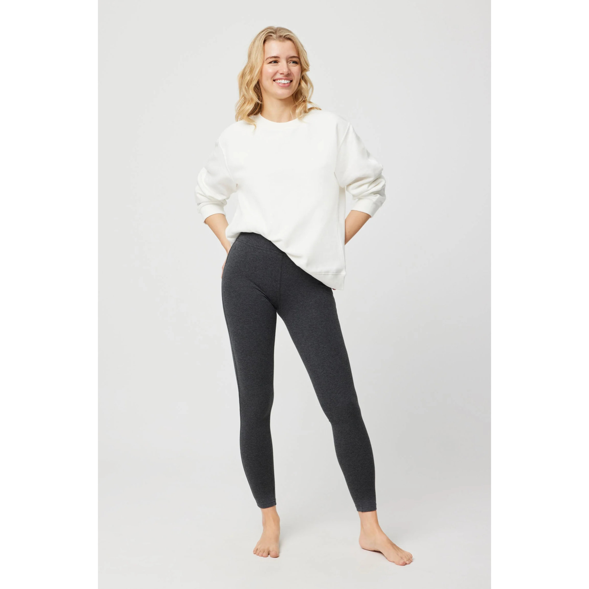 Leggings lunghi basico in cotone antracite