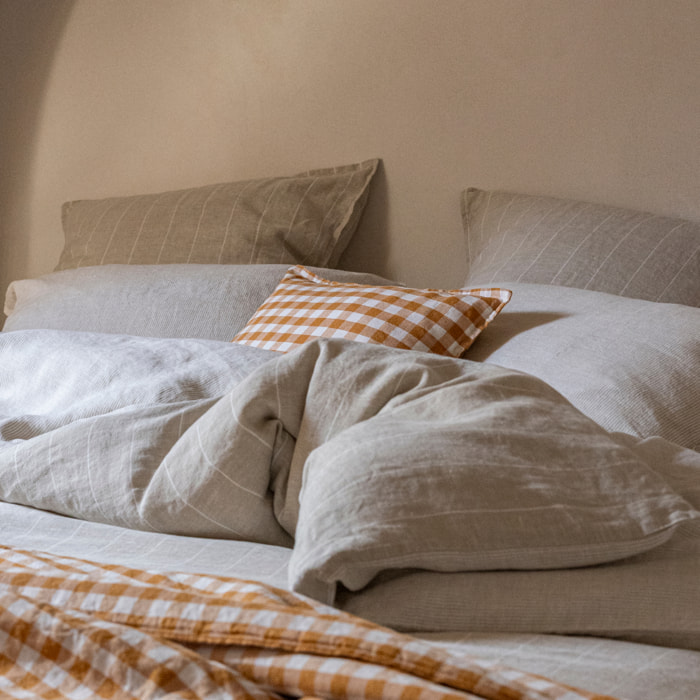 Housse de coussin en coton et lin, PASSION VICHY