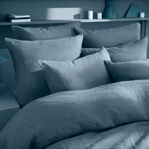 Housse de couette pur lin lavé 165 g/m² uni bleu Le lin lave denim
