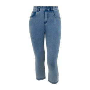 Pantaloni capri effetto denim con 5 tasche