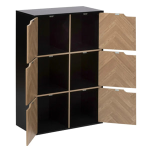 Étagère "Mix'n'door" 6 cases effet bois et noir 67,5x32cm