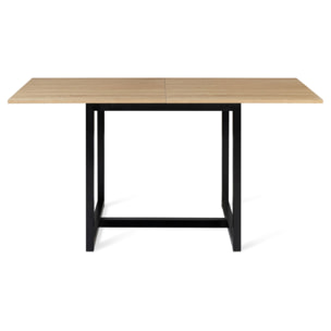 Table à manger dépliante Memphis bois et noir 80-160cm