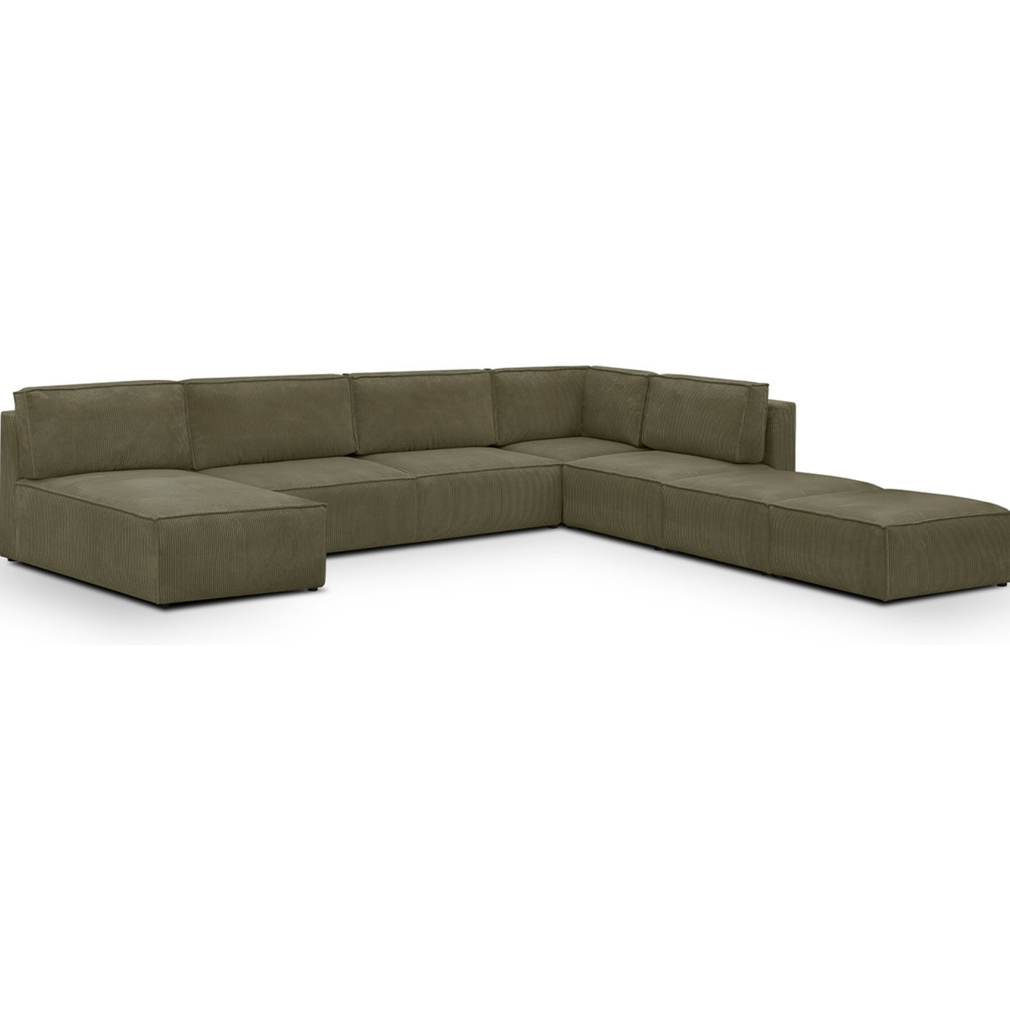Canapé d'angle droit convertible 8+2 places en velours côtelé - HARPER MOD