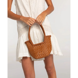 Bolso de mano de mujer de mano de piel trenzada