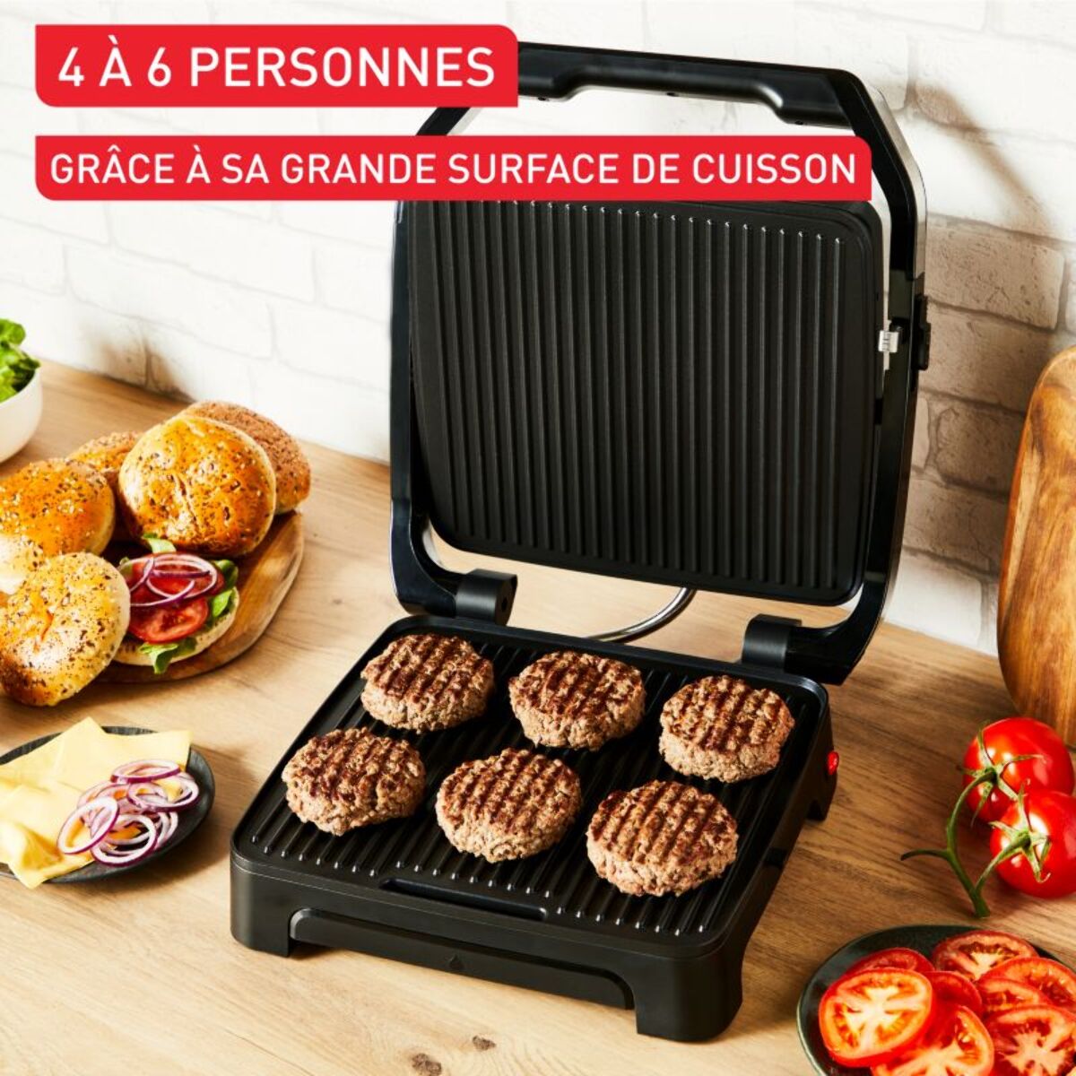 Grille-viande TEFAL GC272D10 inox noir à poser, 29x26 cm