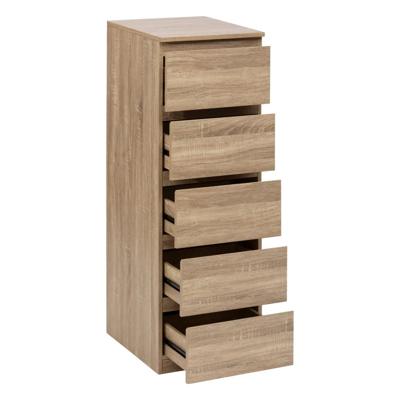 Chiffonier 5 tiroirs effet bois naturel