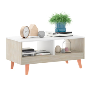 Mesa de centro AURO - 2 huecos - roble cambrian y blanco - 100x45,5x31cm