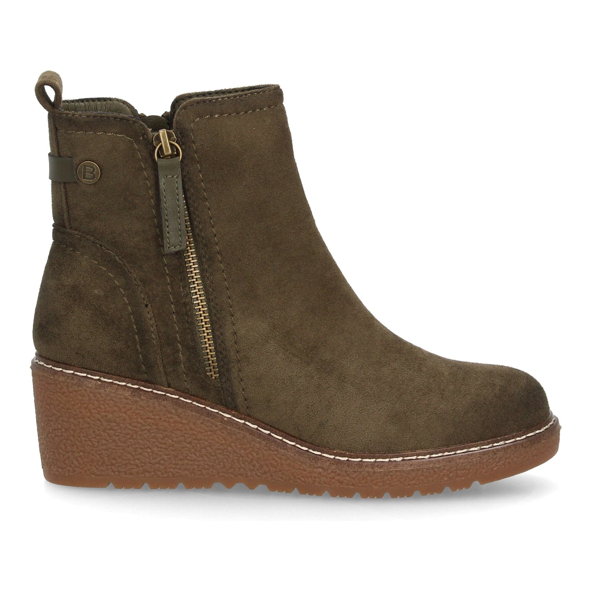 Botin de cuña para mujer, comodo y diseño elegante. Detalles de costura y doble cremallera