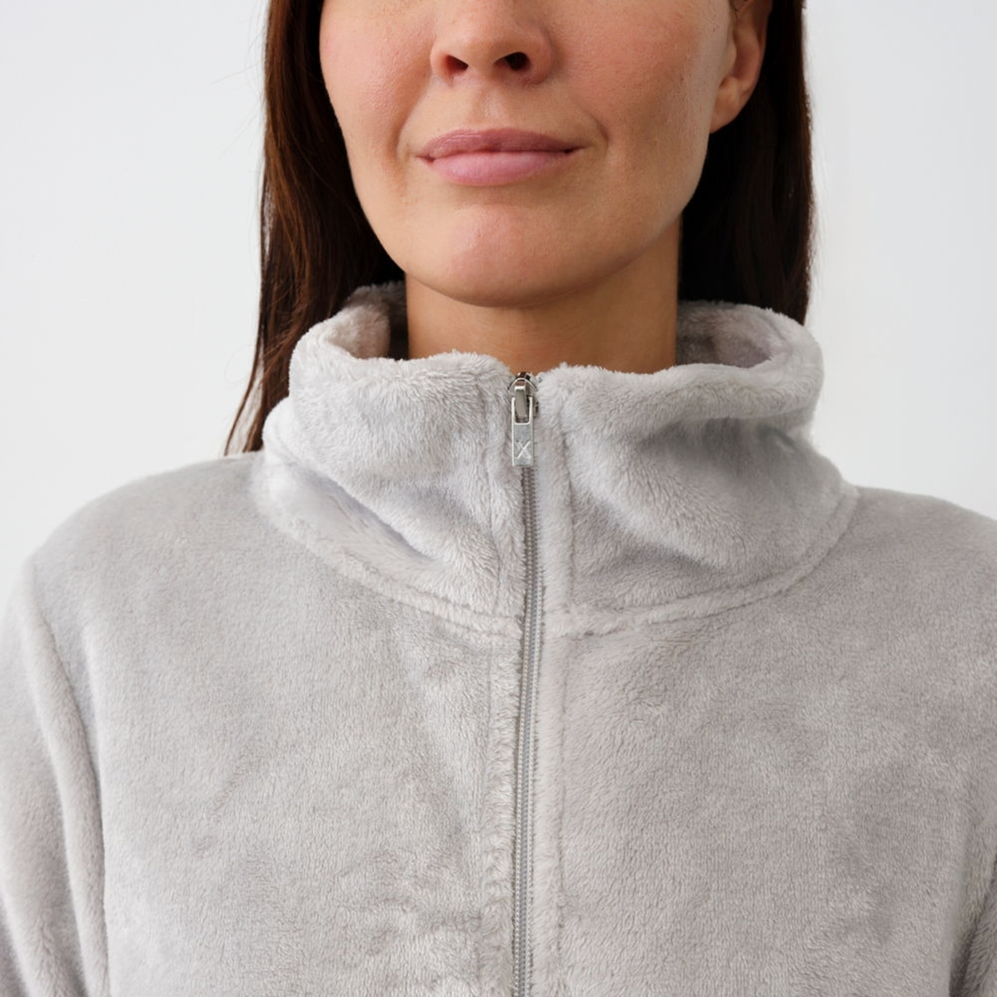 Bata polar capucha Yanu color gris Poliéster