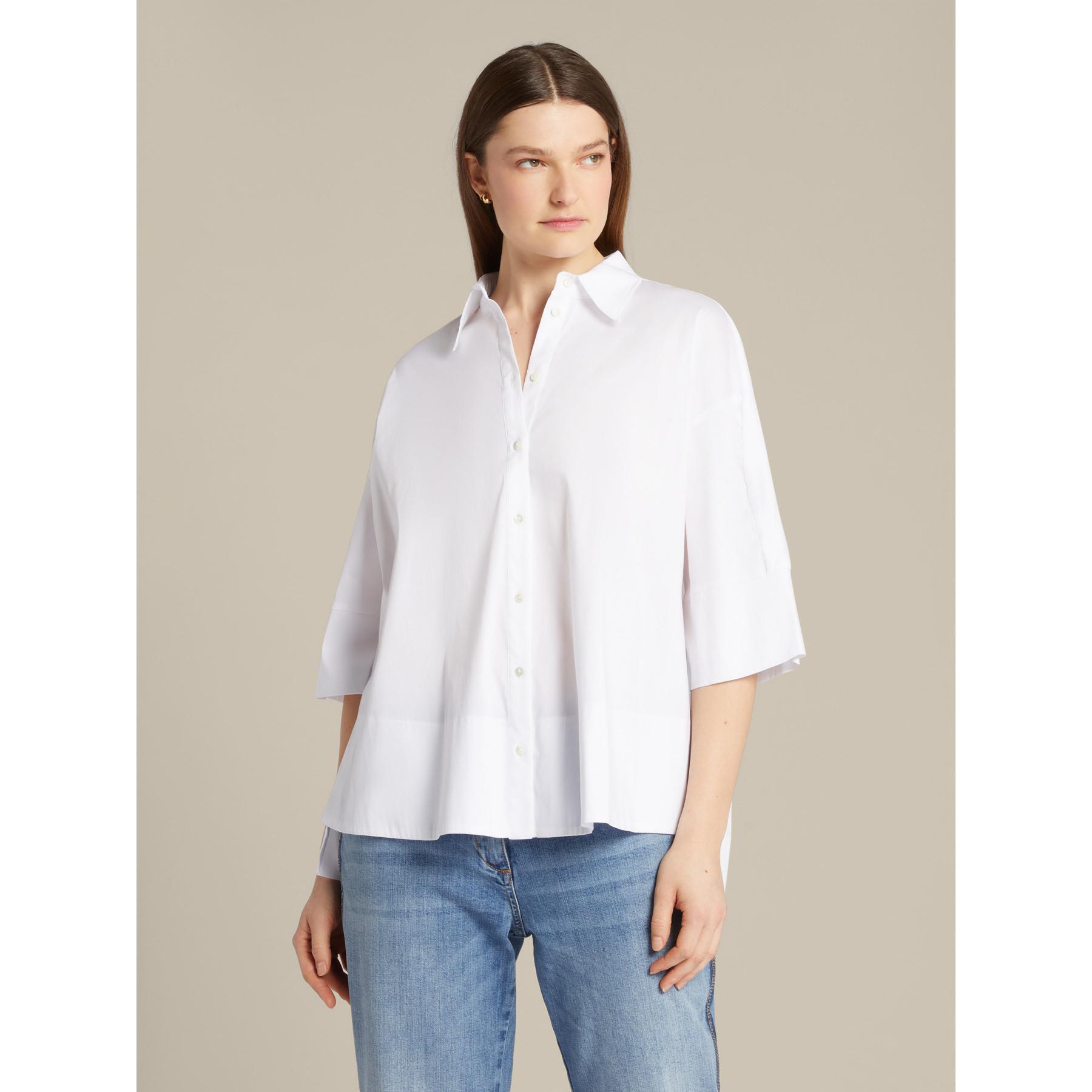 Elena Mirò - Camicia boxy in popeline - Bianco