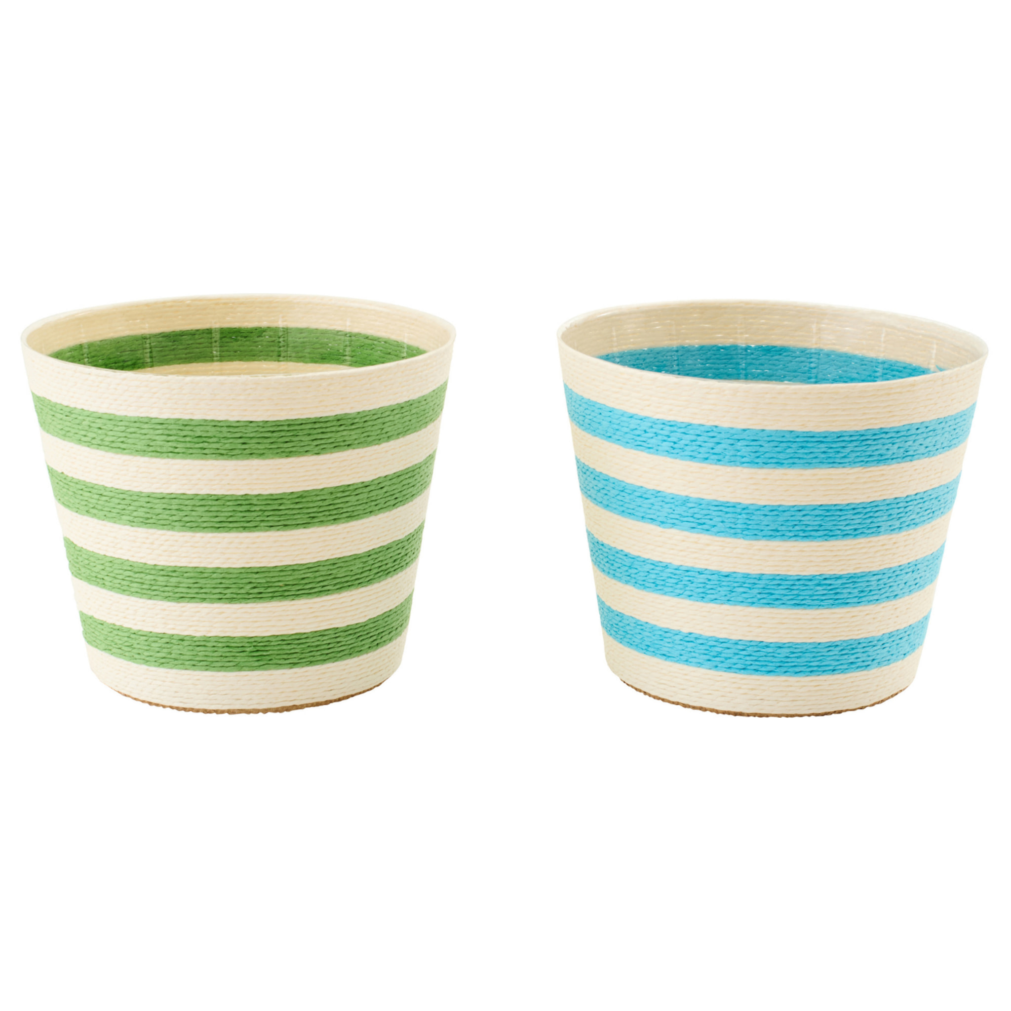 J-Line cache-pot Ligné - papier - bleu azur/vert - extra large - set de 2