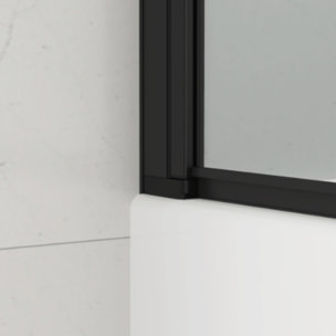 150x105 cm SK Pare-baignoire en verre 2 volets pliants, orientation gauche et droite, noir (SATVZSKNEW105C)