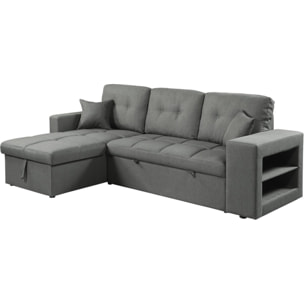 Canapé d'angle convertible/réversible tissu style bubble "Axel" - 3 places - Gris