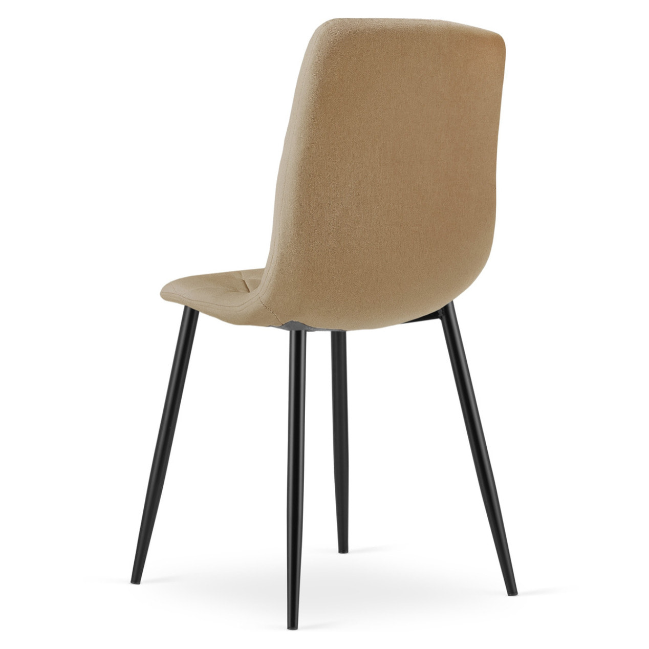 Set di 4 Sedie Libra in Tessuto Marrone con Gambe Nere