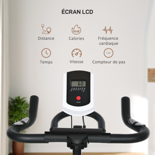 Vélo d'appartement réglable - vélo biking cardio - volant d'inertie 8 Kg, écran LCD, support Ipad, gourde - acier orange noir