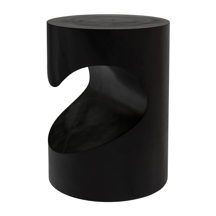 Table d'appoint noire en bois de suar D35 cm - Chowi