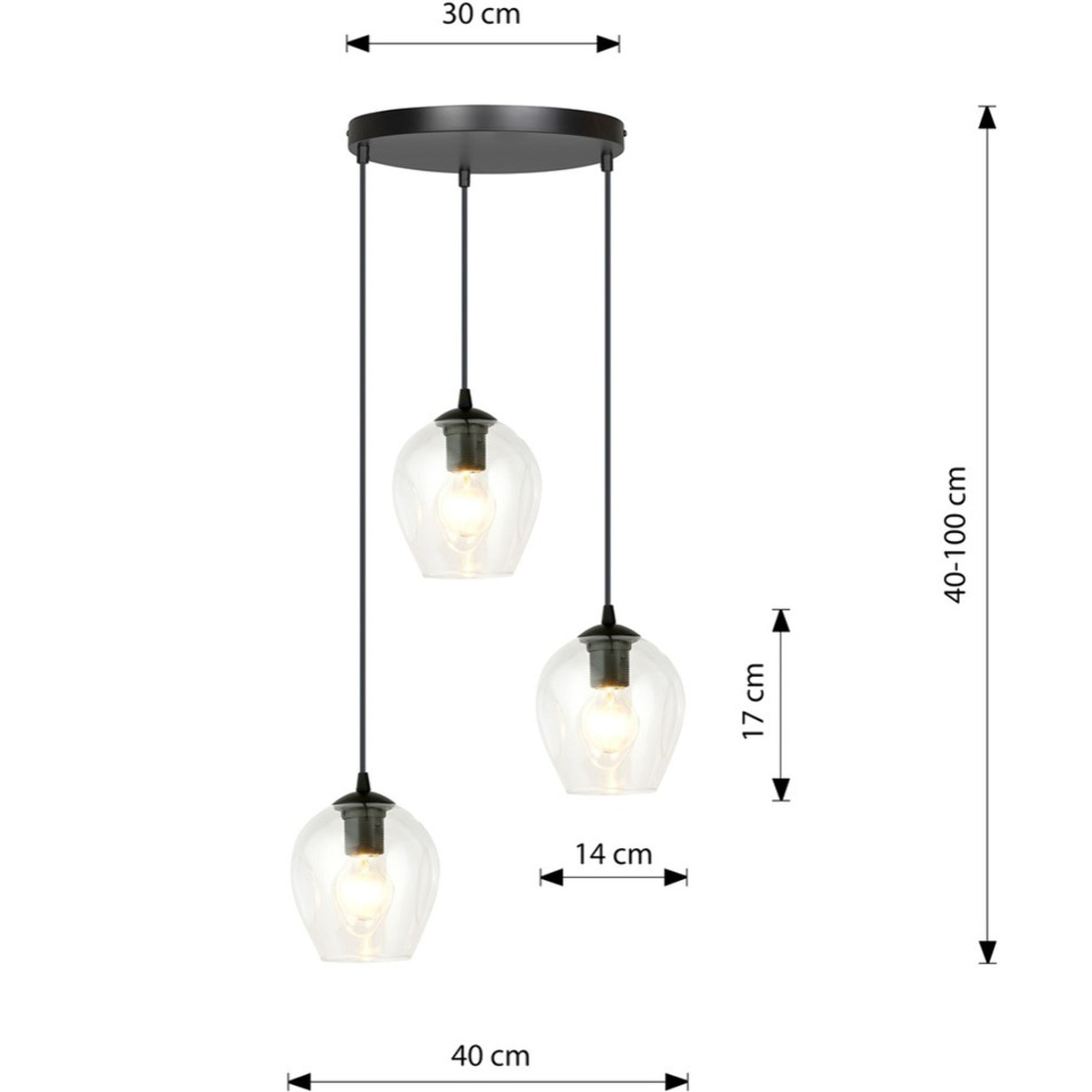 Lampada a sospensione ISTAR in acciaio nero e vetro
