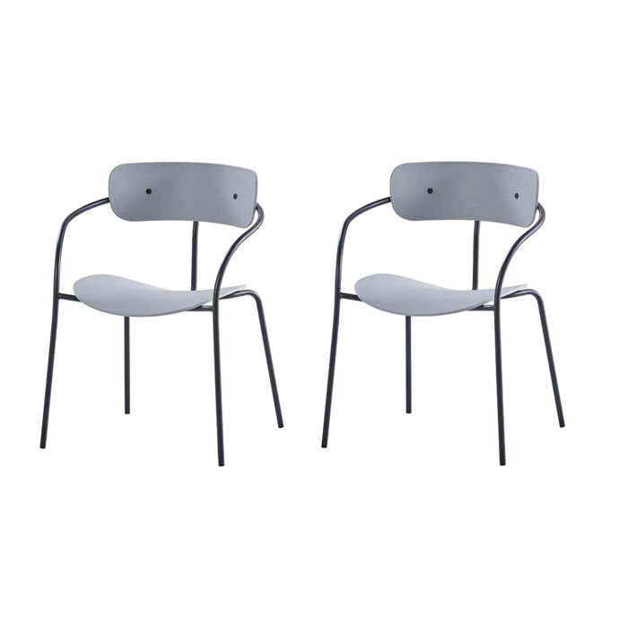 Lot de 2 chaises design gris clair LOS ANGELES