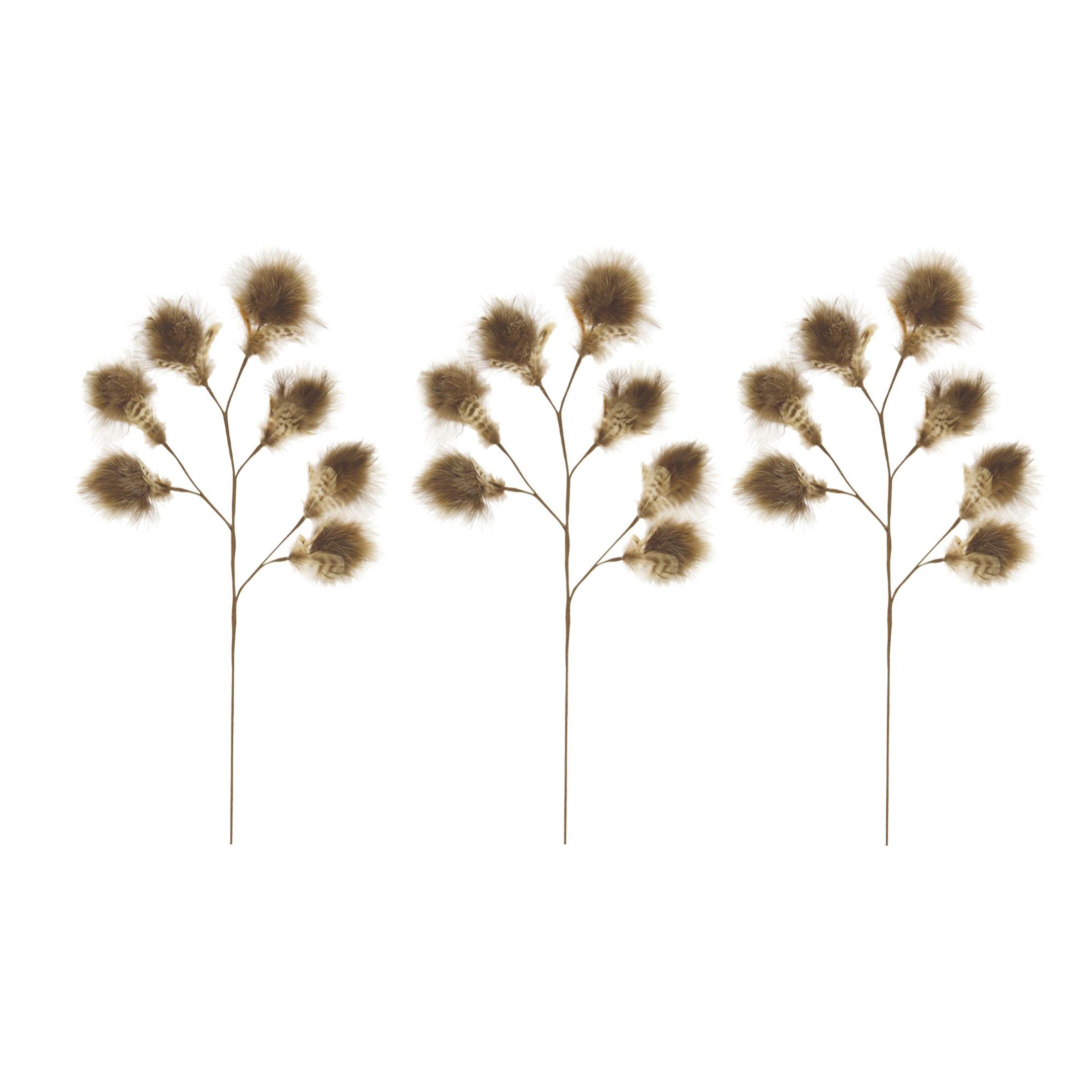 Set de 3 fleurs en plumes de faisan h70cm