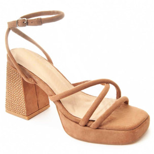 Sandalias de Tacón - Marron - Altura: 10 cm