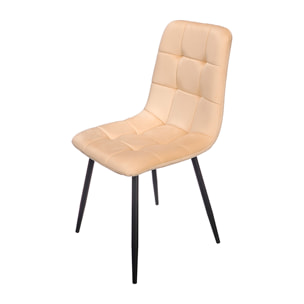 Silla ancha de terciopelo en color beige.