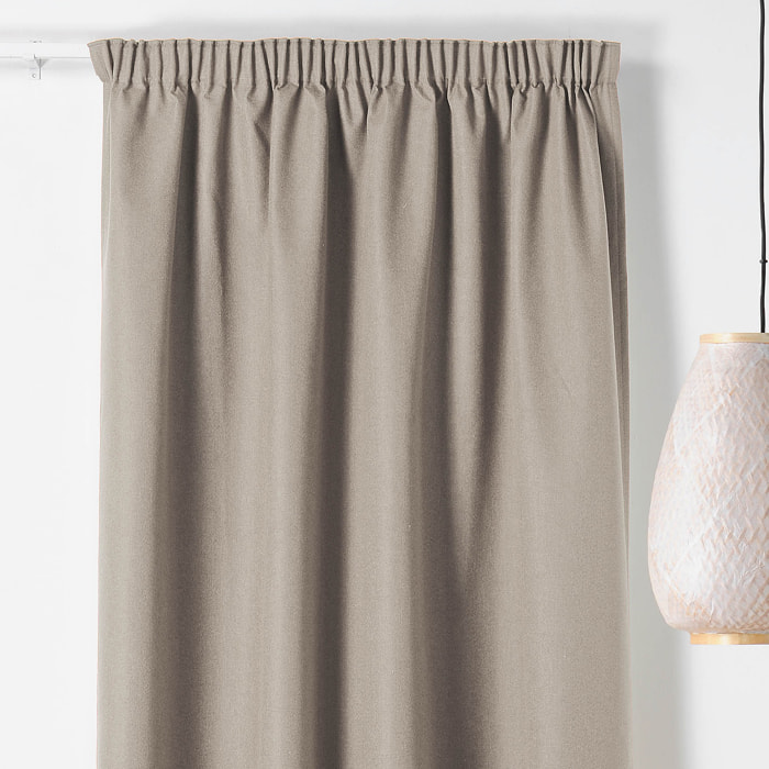Rideau occultant galon fronceur  - Effet chiné - Taupe
