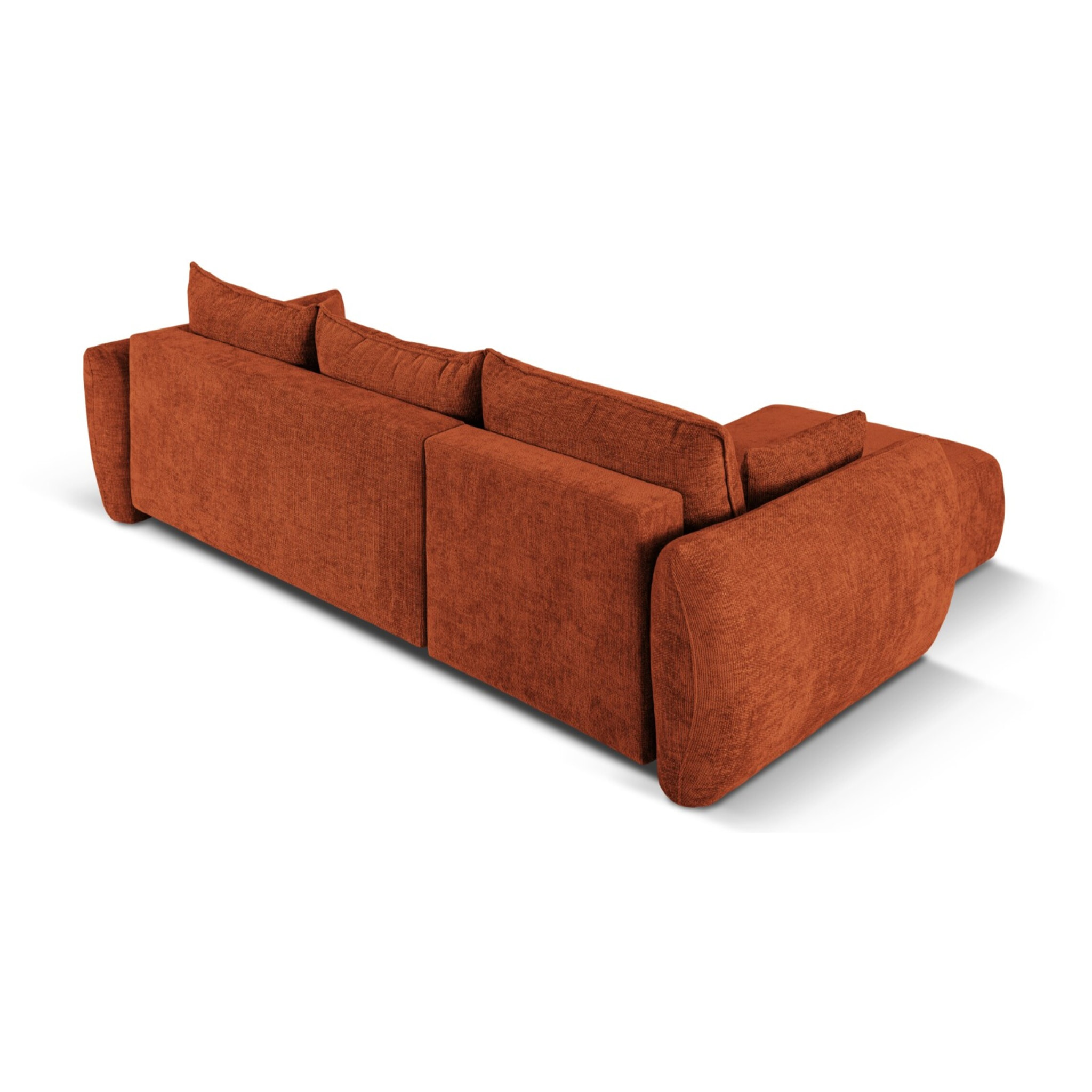 Canapé d'angle gauche convertible avec coffre de rangement "Matera" 4 places en chenille terracotta
