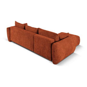 Canapé d'angle gauche convertible avec coffre de rangement "Matera" 4 places en chenille terracotta